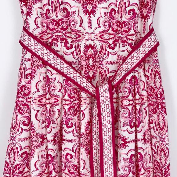 Talbots Women's Printed Tie Waist Midi Dress Size 6 Petite Pink Medallion - Picture 5 of 16